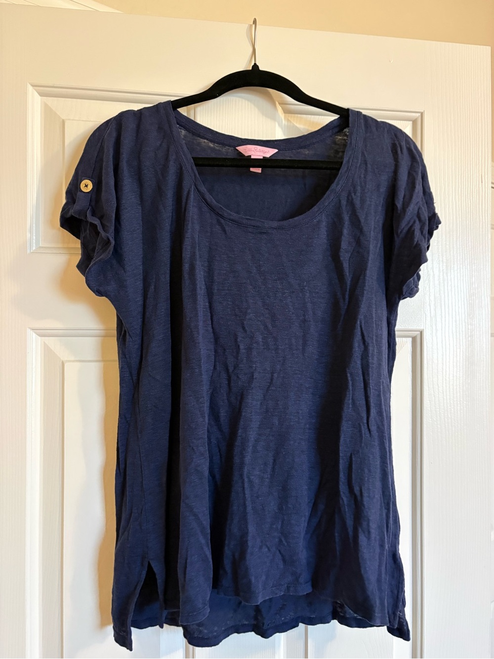 Lilly Pulitzer Inara True Navy Blue Linen short sleeve top